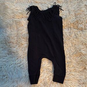 Black Fringe Sleeveless Jumpsuit